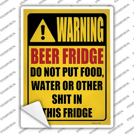 Beer Fridge Only Yellow Novelty Rectangle Sticker Decal