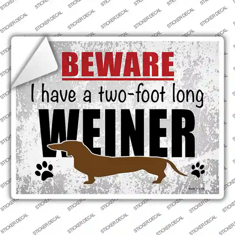 Two Foot Long Weiner Novelty Rectangle Sticker Decal