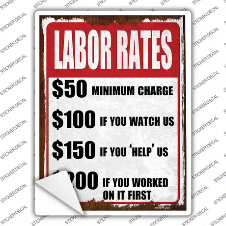 Labor Rates Watch Help Worked Novelty Rectangle Sticker Decal