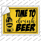 Time To Drink Beer Yellow Novelty Rectangle Sticker Decal