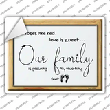 Family Is Growing By Two Tiny Feet Novelty Rectangle Sticker Decal