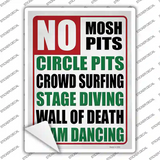 No Mosh Pits Circle Pits Crowd Surfing Novelty Rectangle Sticker Decal