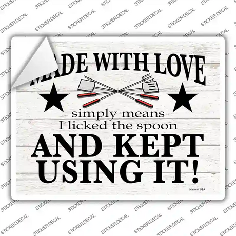 Made With Love I Licked The Spoon Novelty Rectangle Sticker Decal
