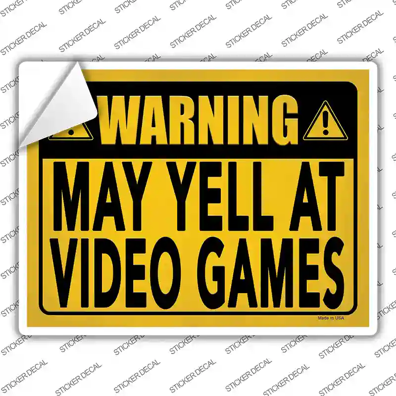 May Yell At Video Games Novelty Rectangle Sticker Decal