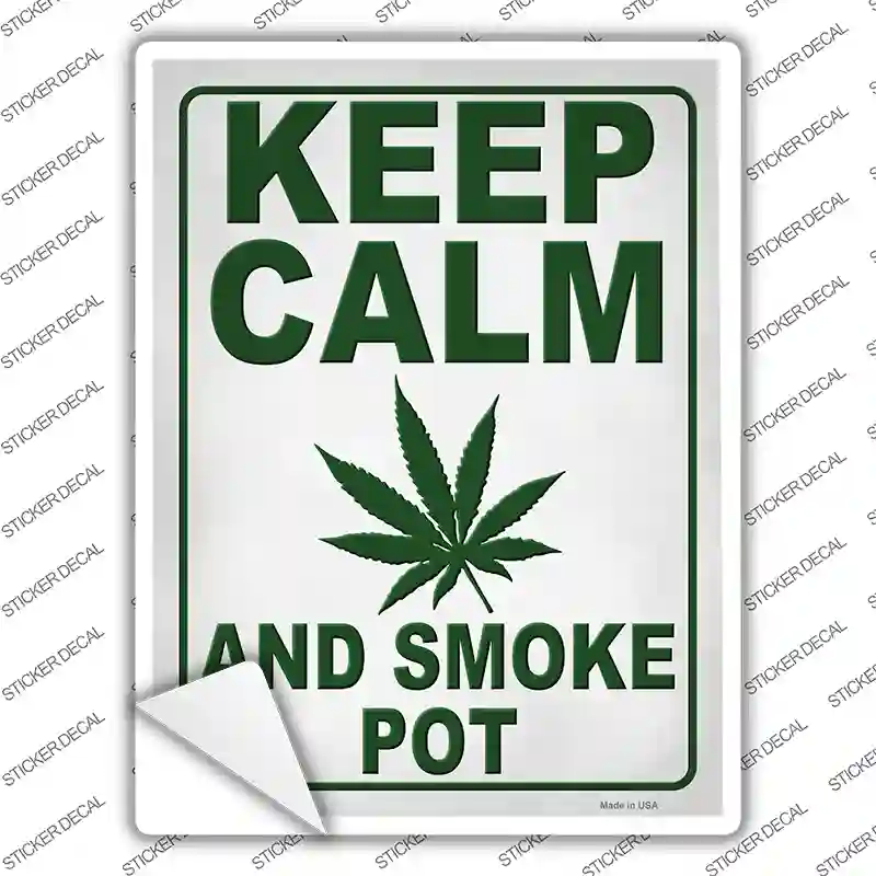 Keep Calm Smoke Pot Weed Novelty Rectangle Sticker Decal