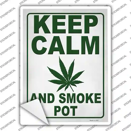 Keep Calm Smoke Pot Weed Novelty Rectangle Sticker Decal