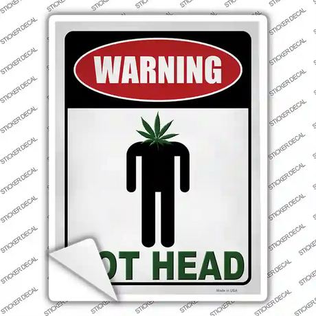 Warning Pot Head Novelty Rectangle Sticker Decal