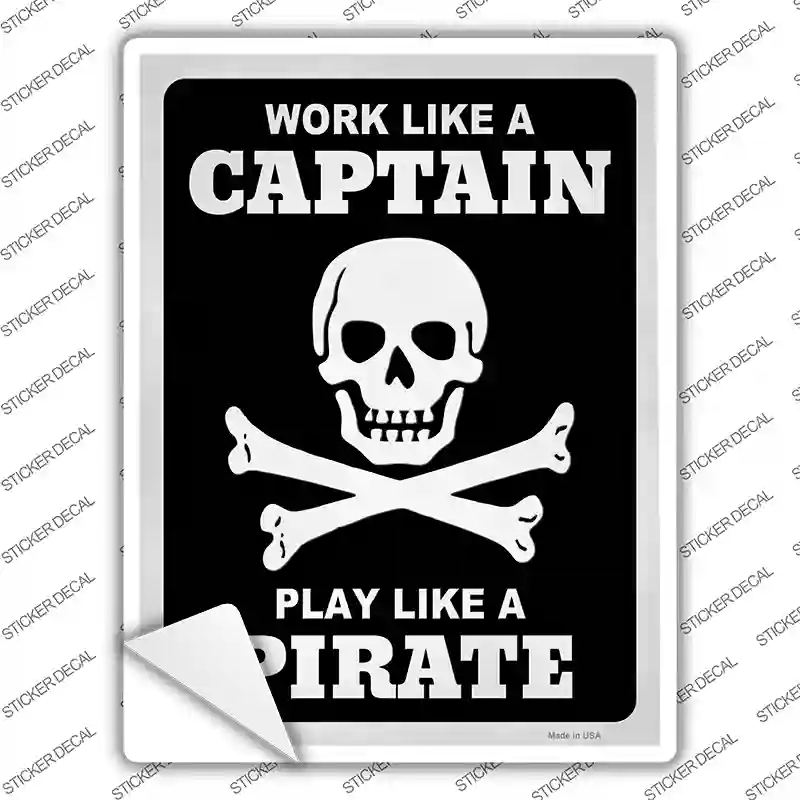 Play Like A Pirate Skull Novelty Rectangle Sticker Decal