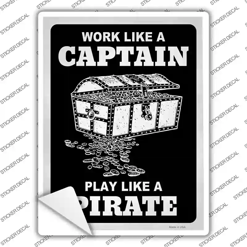Play Like A Pirate Chest Novelty Rectangle Sticker Decal