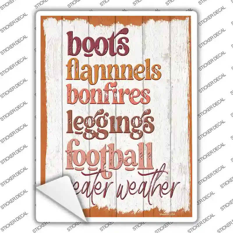 Boots Flannels Bonfires Novelty Rectangle Sticker Decal