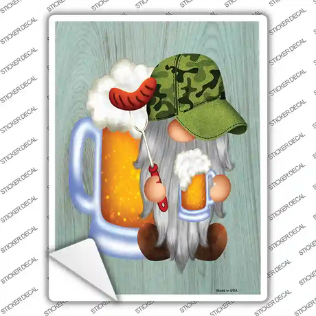 Gnome Beer and Hotdogs Novelty Rectangle Sticker Decal