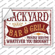 Backyard Bar and Grill Novelty Rectangle Sticker Decal