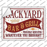 Backyard Bar and Grill Novelty Rectangle Sticker Decal