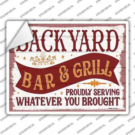 Backyard Bar and Grill Novelty Rectangle Sticker Decal