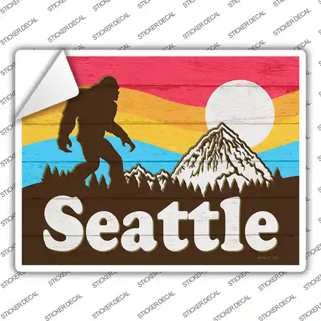 Seattle Bigfoot Silhouette Novelty Rectangle Sticker Decal