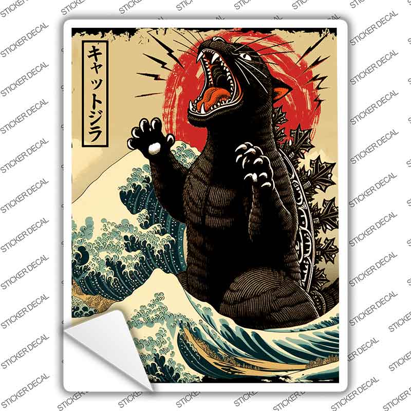 Catzilla Novelty Rectangle Sticker Decal P-4477s