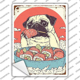 Pug Eating Sushi Bowl Novelty Rectangle Sticker Decal P-4480s