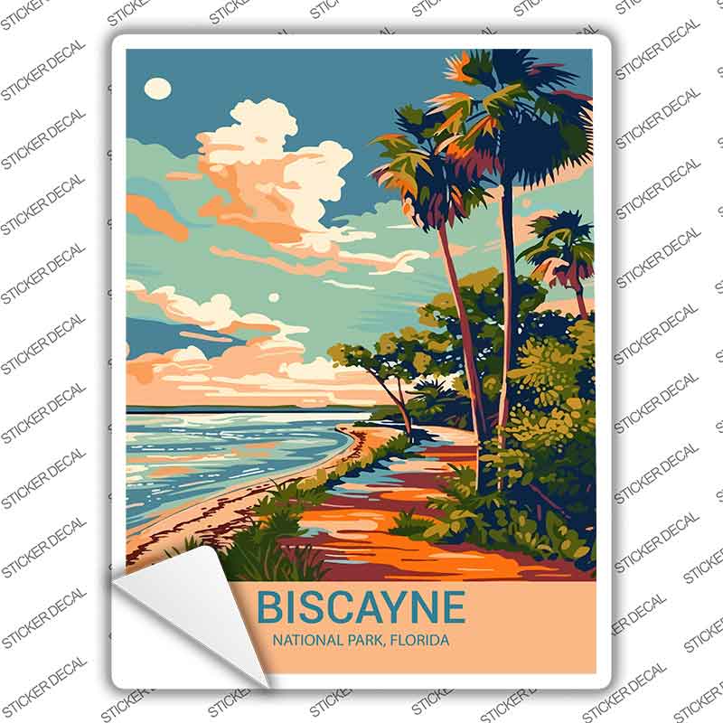 Biscayne Florida Novelty Rectangle Sticker Decal P-4488s
