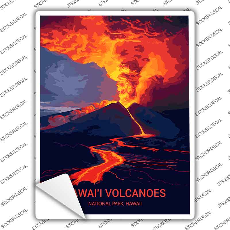 Hawaii Volcanoes Novelty Rectangle Sticker Decal P-4513s