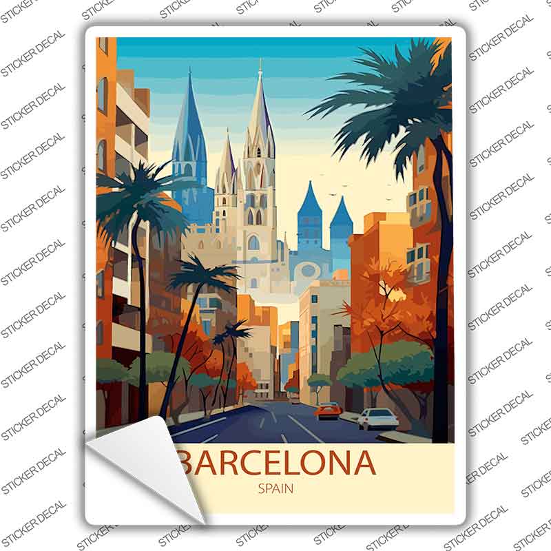 Barcelona Spain Novelty Rectangle Sticker Decal P-4569s