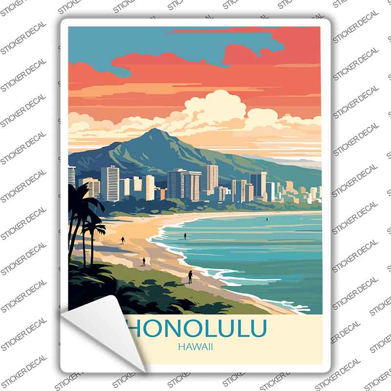 Honolulu Hawaii Novelty Rectangle Sticker Decal P-4578s