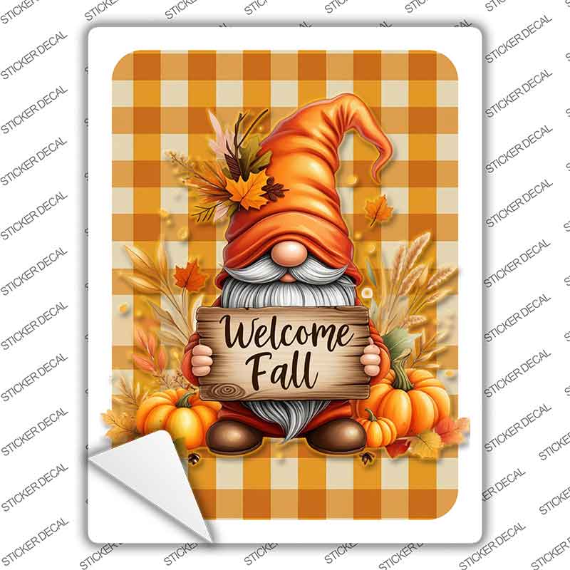 Gnome Welcome Fall Novelty Rectangle Sticker Decal P-4602s