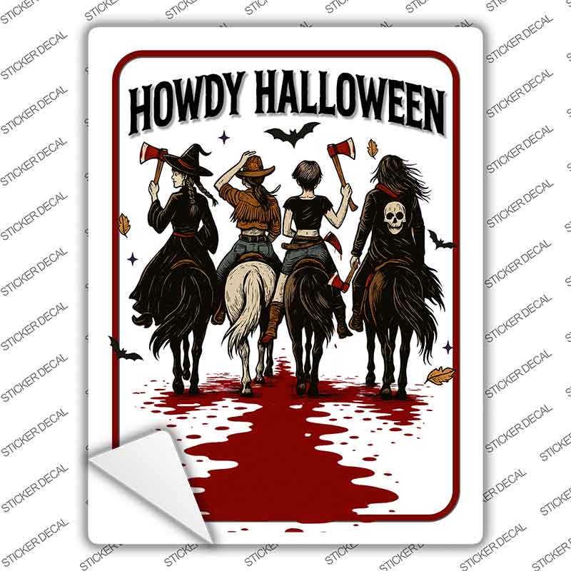 Howdy Halloween Novelty Rectangle Sticker Decal P-4619s