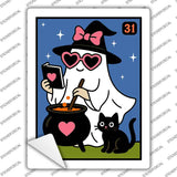 Ghost Witch with Cauldron Novelty Rectangle Sticker Decal P-4622s