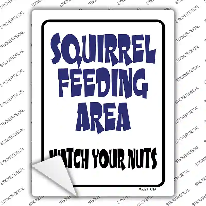 Squirrel Feeding Area Novelty Rectangle Sticker Decal