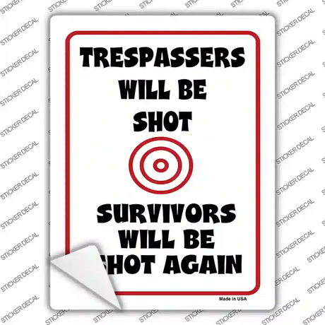 Trespassers Will Be Shot Target Novelty Rectangle Sticker Decal