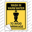 Wash in Warm Water Novelty Rectangle Sticker Decal