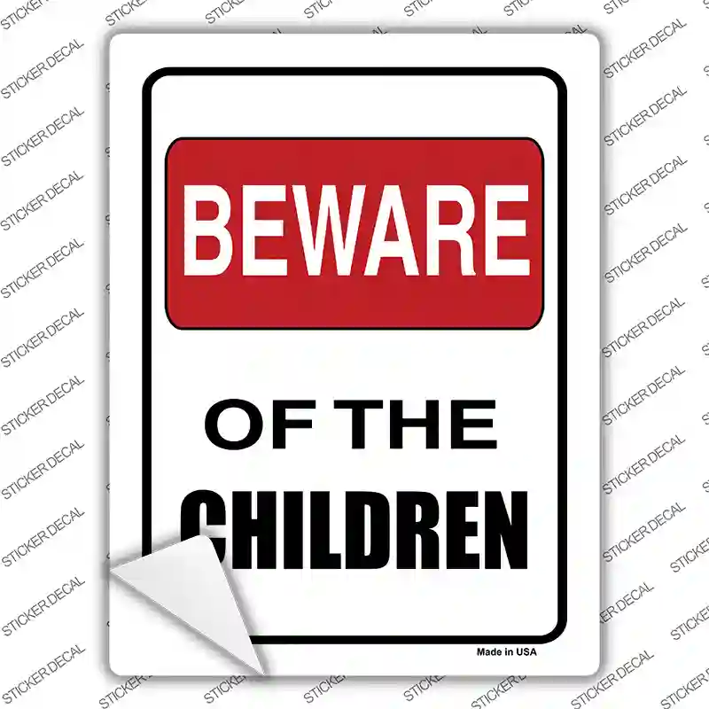 Beware Of Children Novelty Rectangle Sticker Decal