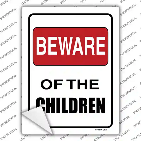 Beware Of Children Novelty Rectangle Sticker Decal