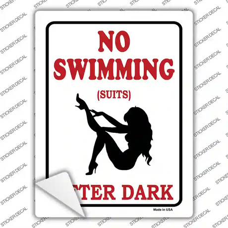 No Swimming Suits After Dark Novelty Rectangle Sticker Decal