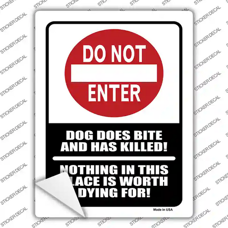 Do Not Enter Dog Bites Novelty Rectangle Sticker Decal