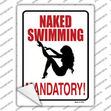 Naked Swimming Mandatory Novelty Rectangle Sticker Decal