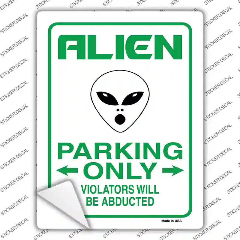 Alien Parking Novelty Rectangle Sticker Decal