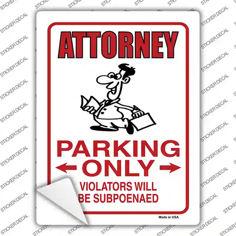 Attorney Parking Novelty Rectangle Sticker Decal