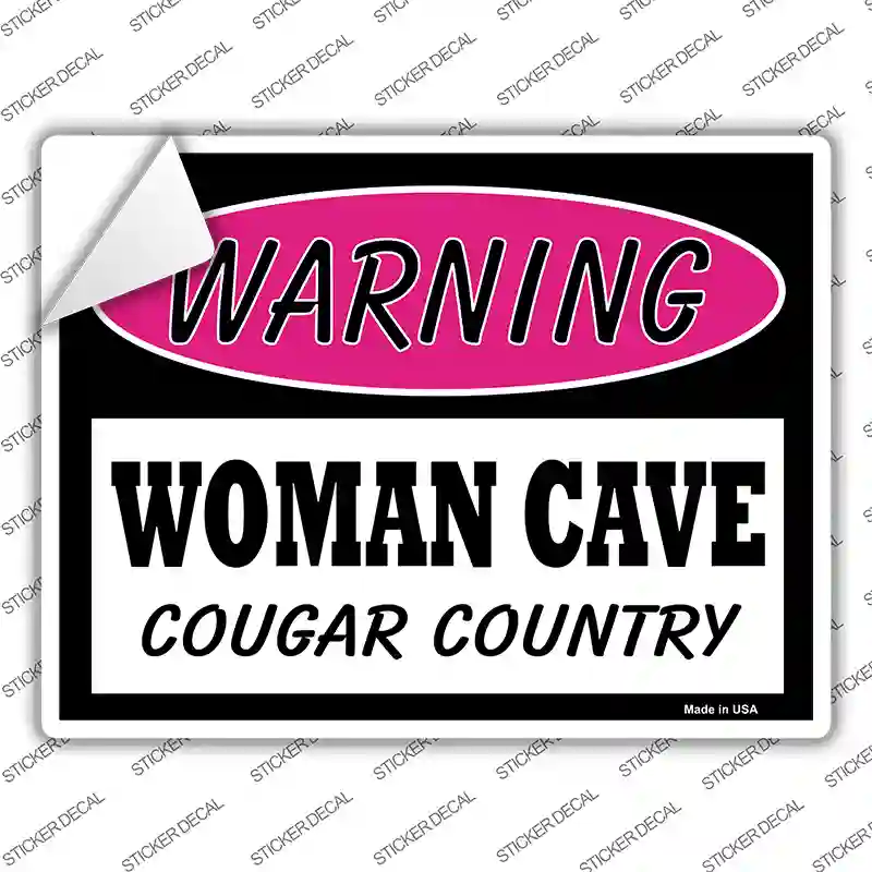 Woman Cave Cougar Country Novelty Rectangle Sticker Decal