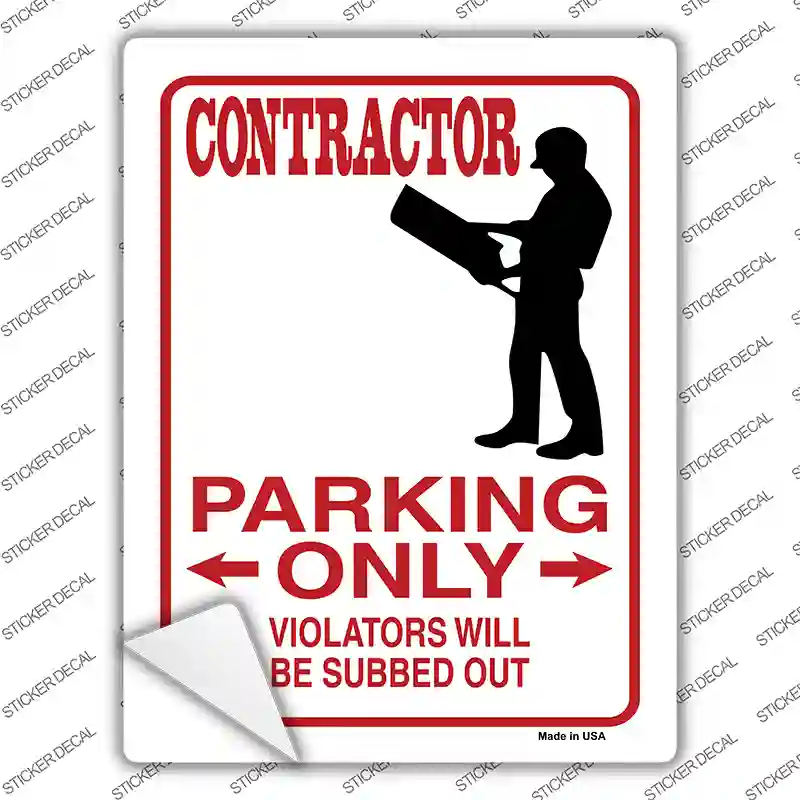Contractor Only Novelty Rectangle Sticker Decal