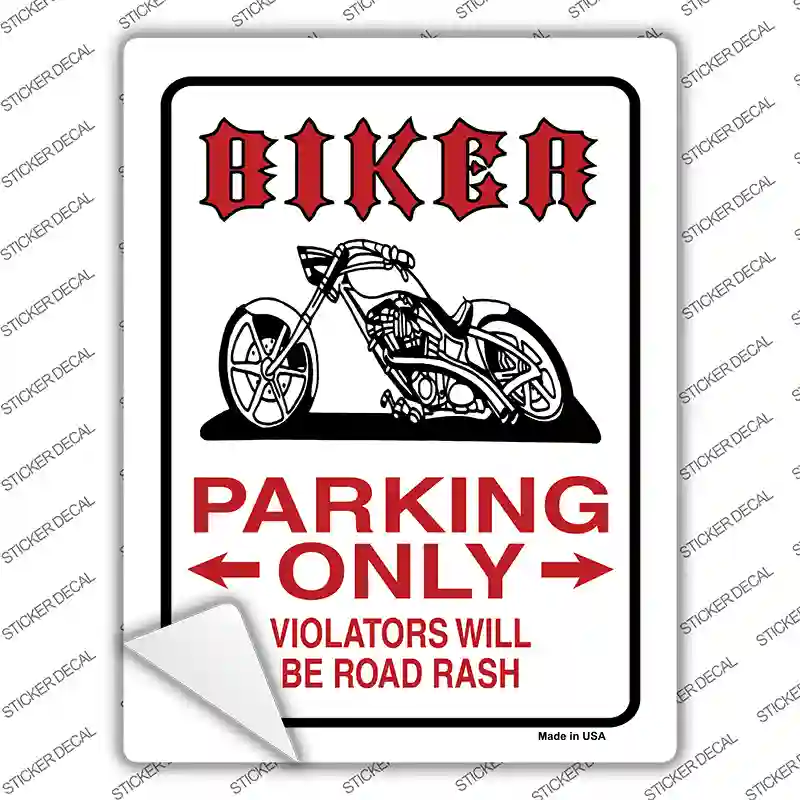 Biker Parking Only Novelty Rectangle Sticker Decal