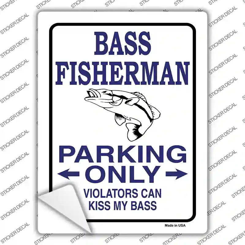 Bass Fisherman Only Novelty Rectangle Sticker Decal