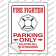 Fire Fighter Parking Extinguished Novelty Rectangular Sticker Decal