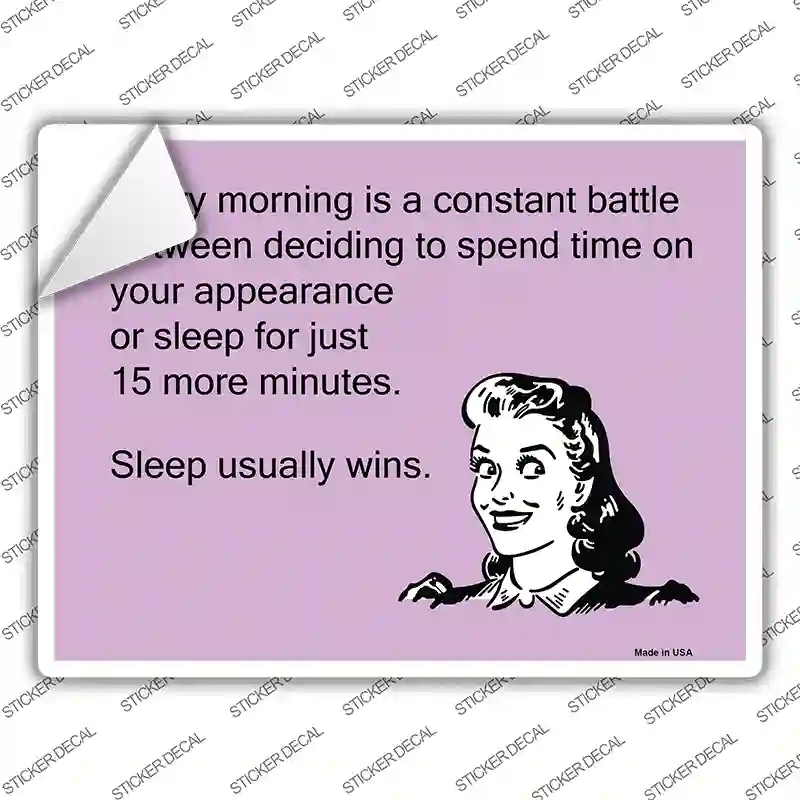 Sleep Usually Wins Novelty Rectangle Sticker Decal