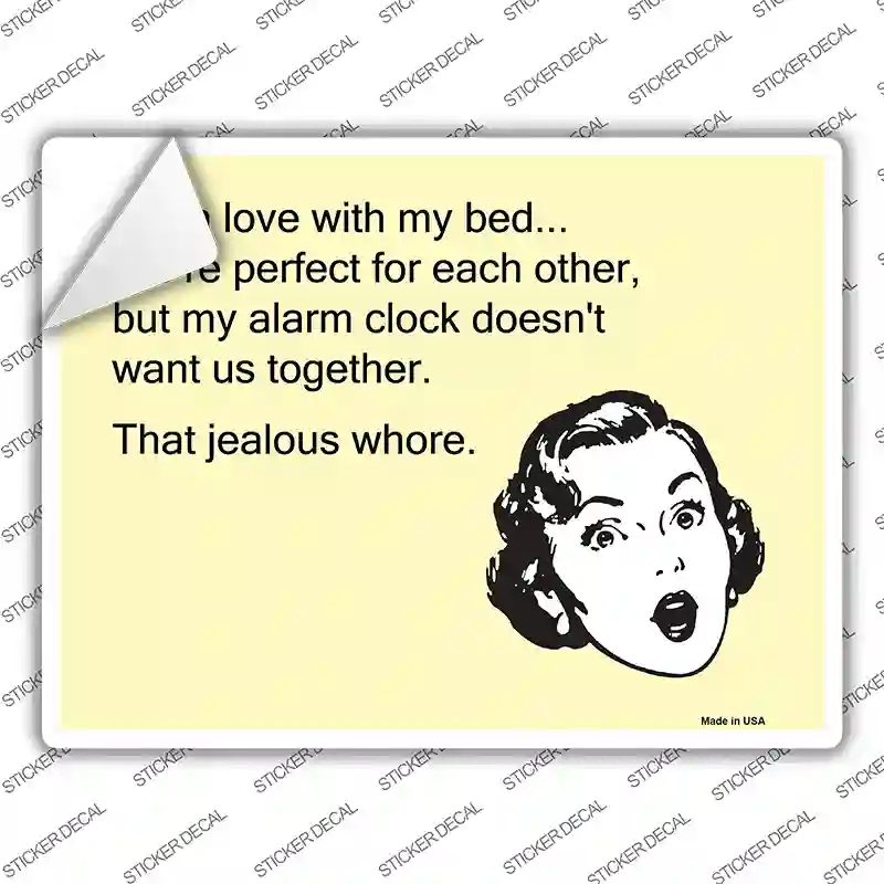 In Love With My Bed Novelty Rectangle Sticker Decal