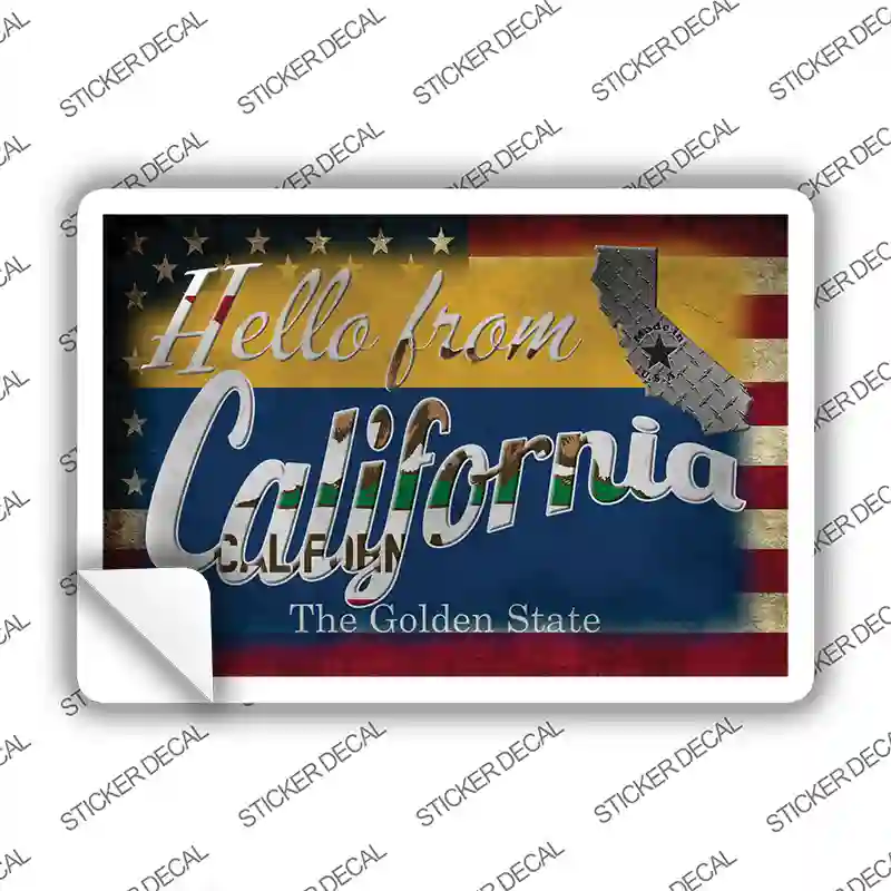 Hello From California Novelty Postcard Sticker Decals