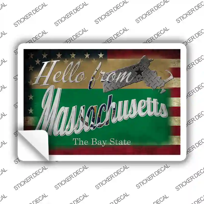 Hello From Massachusetts Novelty Postcard Sticker Decals
