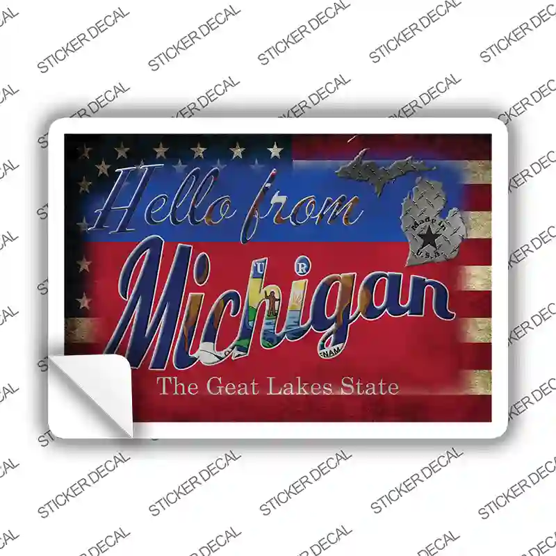Hello From Michigan Novelty Postcard Sticker Decals