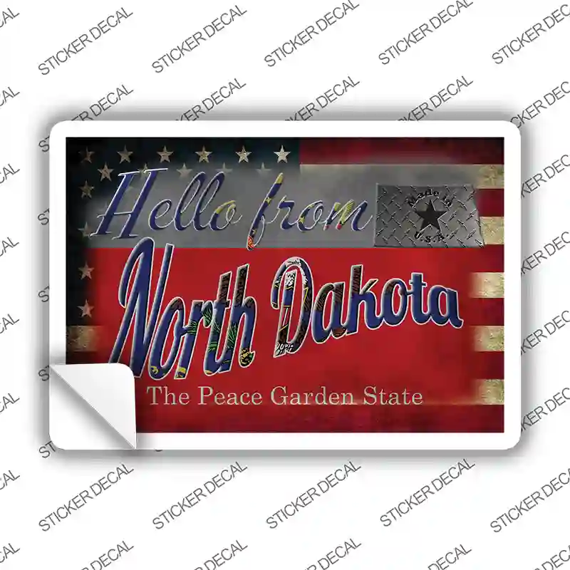 Hello From North Dakota Novelty Postcard Sticker Decals