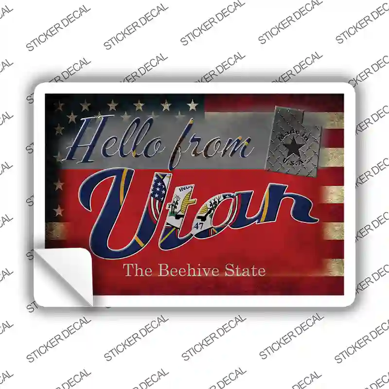 Hello From Utah Novelty Postcard Sticker Decals